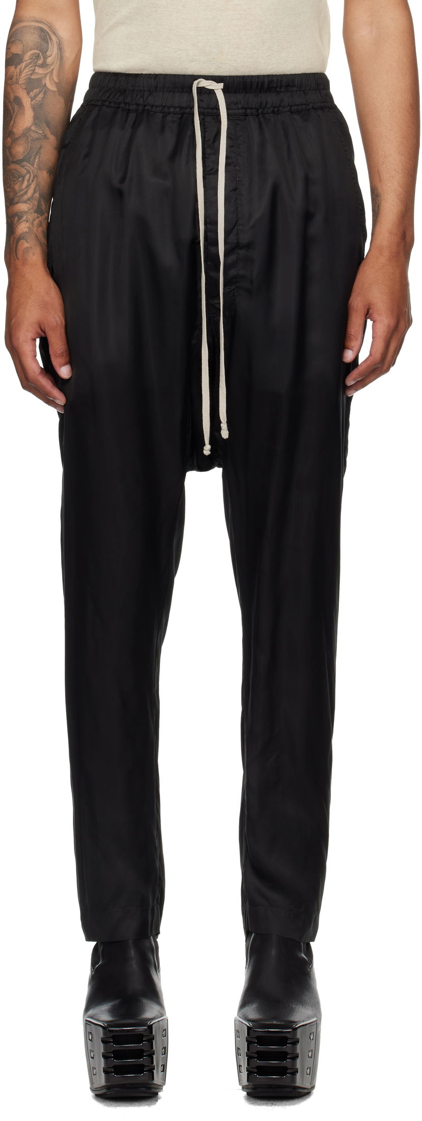 Hlače Rick Owens Rick Owens Concordians Drawstring Trousers Crna | RU02E1380 K
