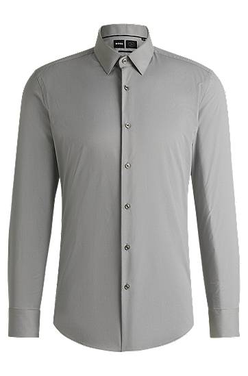 Košulja BOSS Men's Slim Fit Performance-Stretch Shirt Siva | 50539403