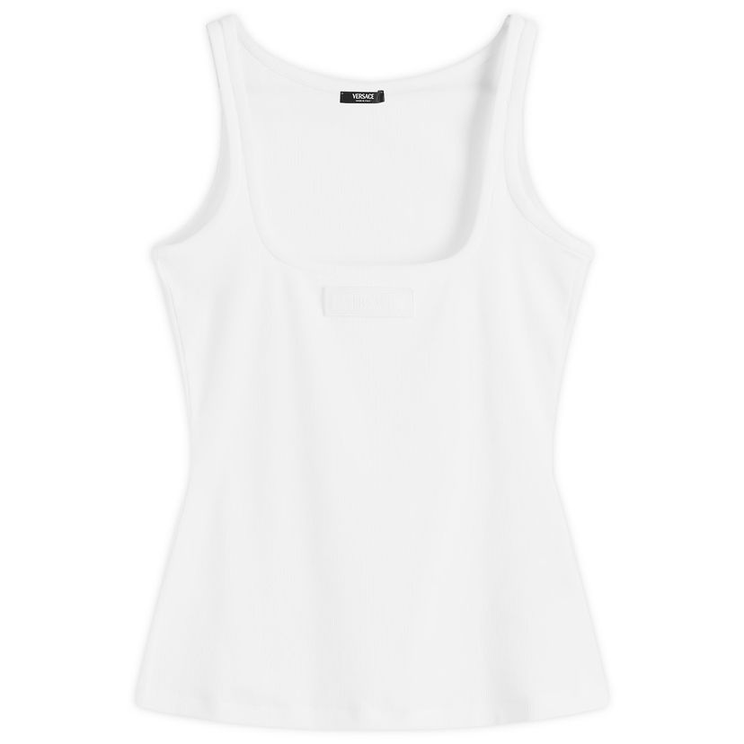 Majica bez rukava Versace Slim-Fit Ribbed Tank Top Bijela | 1017003-1A12060-1W000