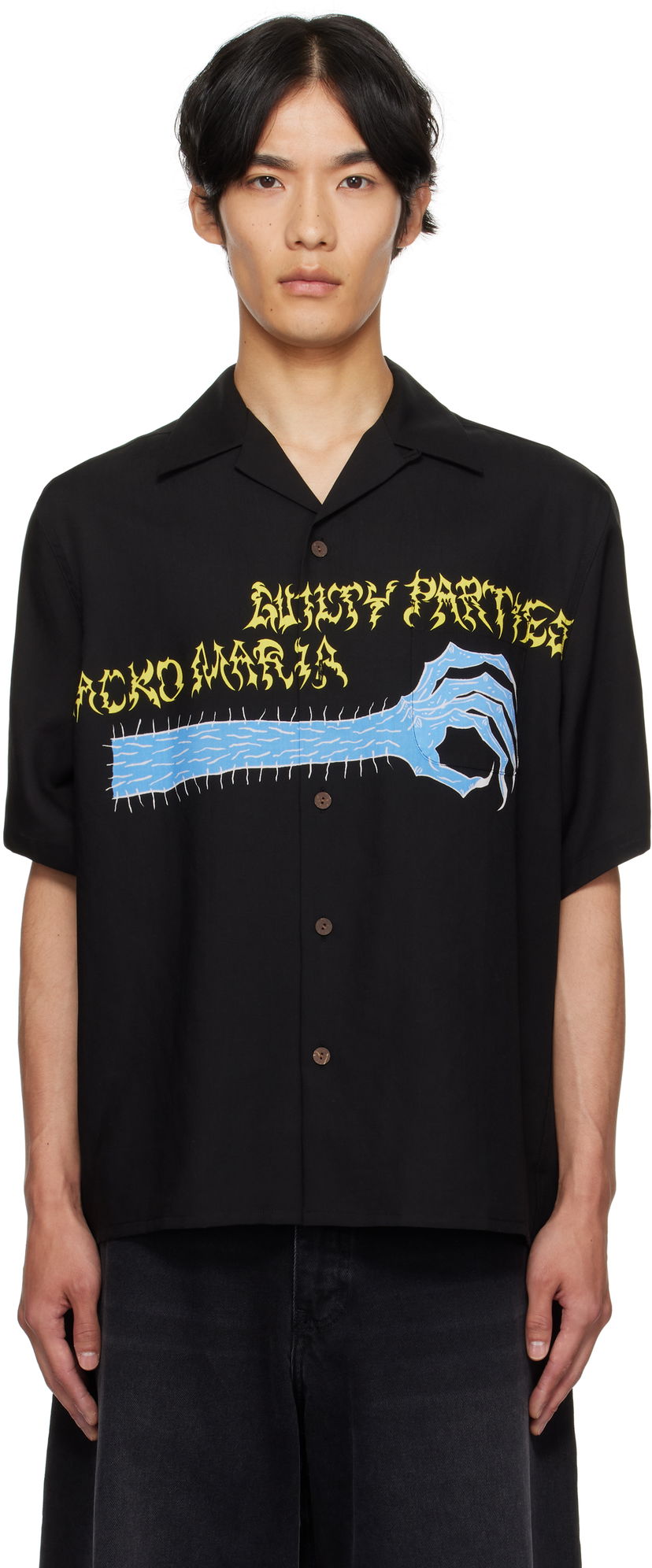 Košulja WACKO MARIA WACKO MARIA x NECKFACE Short Sleeve Shirt Crna | NECKFACE-WM-HI20