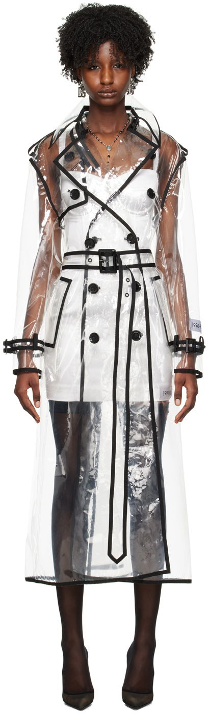 Trenčkot Dolce & Gabbana Transparent Kim Kardashian Edition Double-Breasted Trench Coat Bijela | F0C2QT FUSKE