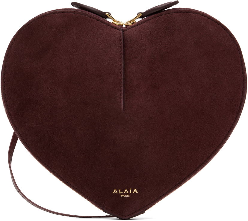 Ručna torbica Alaïa ALAÏA 'Le Coeur' Suede Crossbody Bag Tamnocrvena | AA1P003CA577