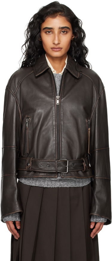 Jakna Max Mara Weekend Max Mara Egizio Leather Jacket Smeđa | 2525446011600, 0