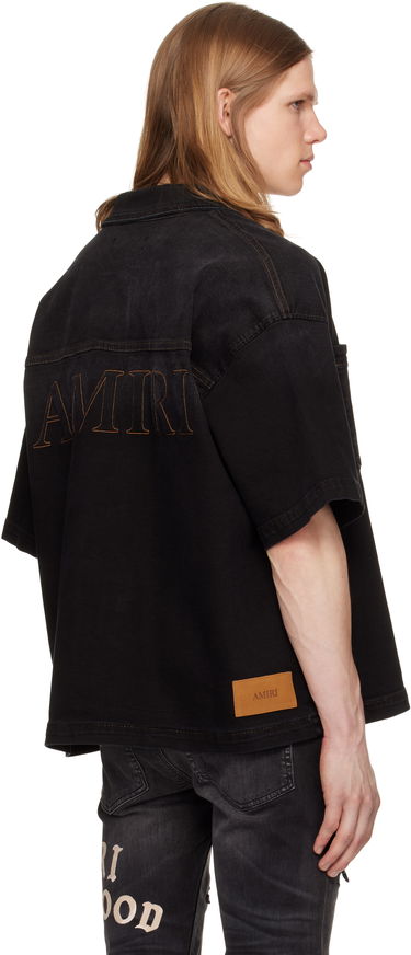 Košulja AMIRI AMIRI 3D Short Sleeve Snap Denim Shirt Crna | AMDNIR1041, 2