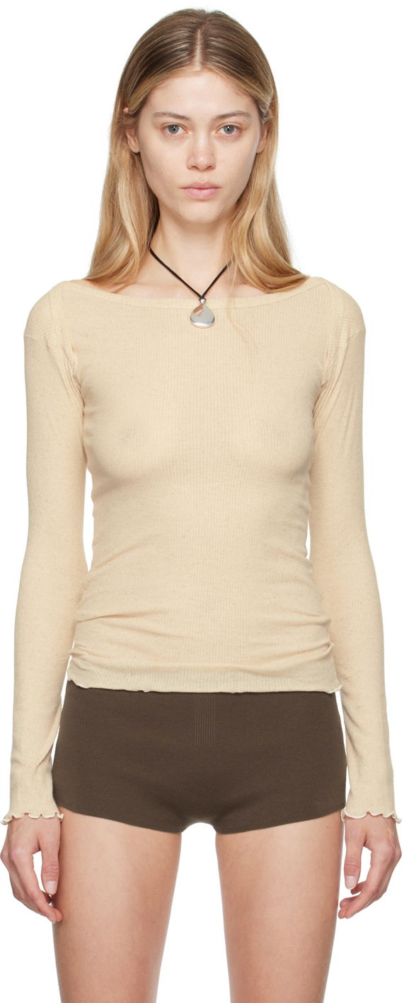 Majica kratkih rukava Baserange Beige Disc Long Sleeve T-Shirt Bež | TODL-CH-AU24