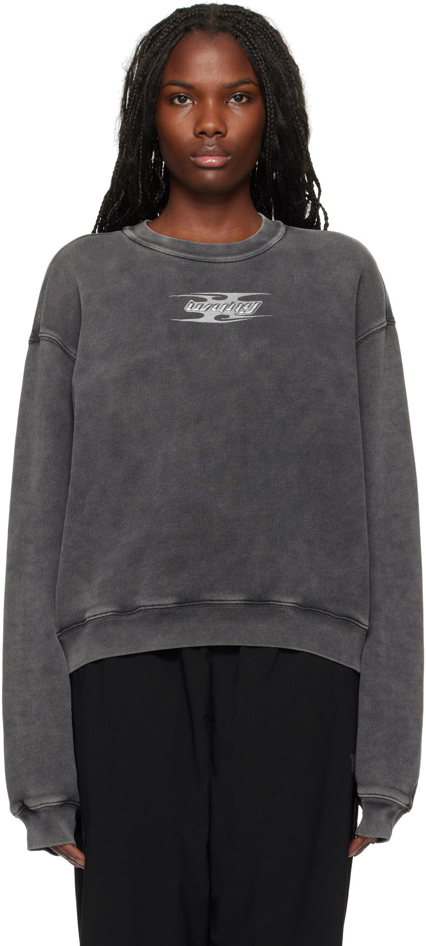 Dukserice Alexander Wang Embossed Logo Sweatshirt Siva | 4CC4241513