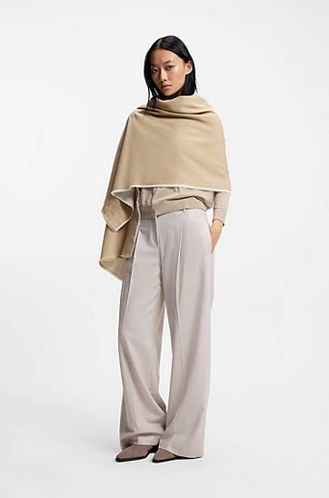 Šal BOSS Cotton-blend Scarf with Handwritten Logo Embroidery Bež | 50558638, 1