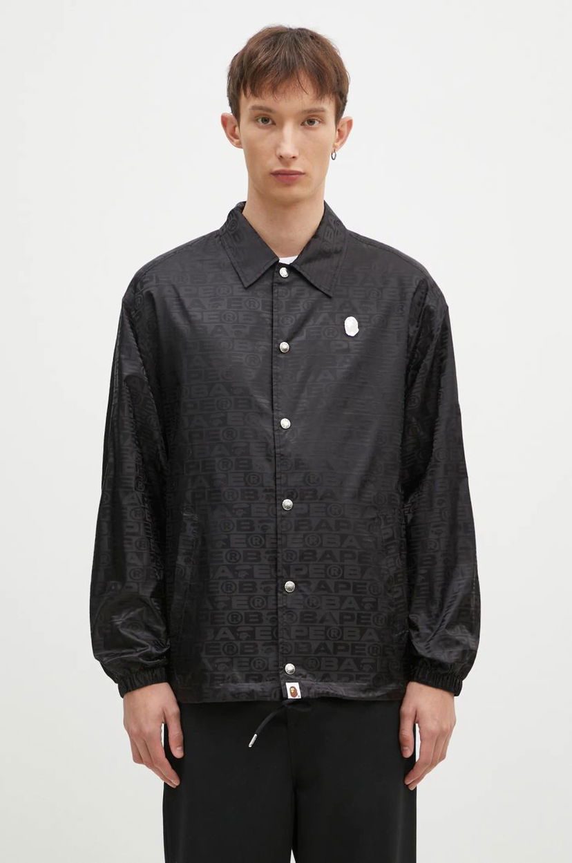 Vjetrovka BAPE Lux Sport Pattern Jacquard Nylon Coach Jacket Crna | 1K80140314