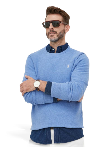 Džemper Polo by Ralph Lauren Cotton Crewneck Sweater Plava | 710918163