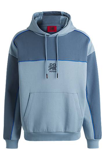 Dukserice BOSS HUGO x RB Cotton-Blend Hoodie with Piping Plava | 50542808
