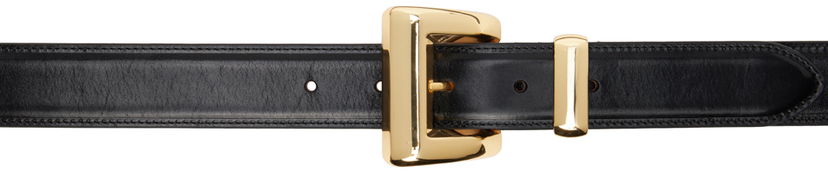 Pojasevi BY FAR Black Leather Belt With Gold-Tone Buckle Crna | 23PFMACWBLL