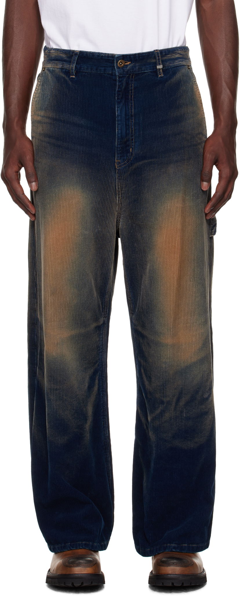 Hlače We11done We11done Vintage Wash Corduroy Trousers Plava | WD-DP2-25-350-M-NV