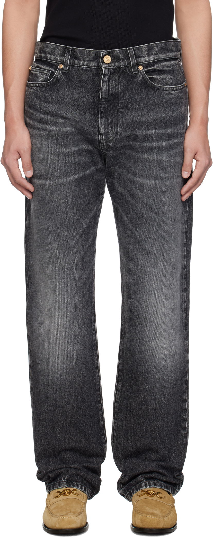 Jeans Versace Versace Stonewashed Jeans Crna | 1018911_1A13597