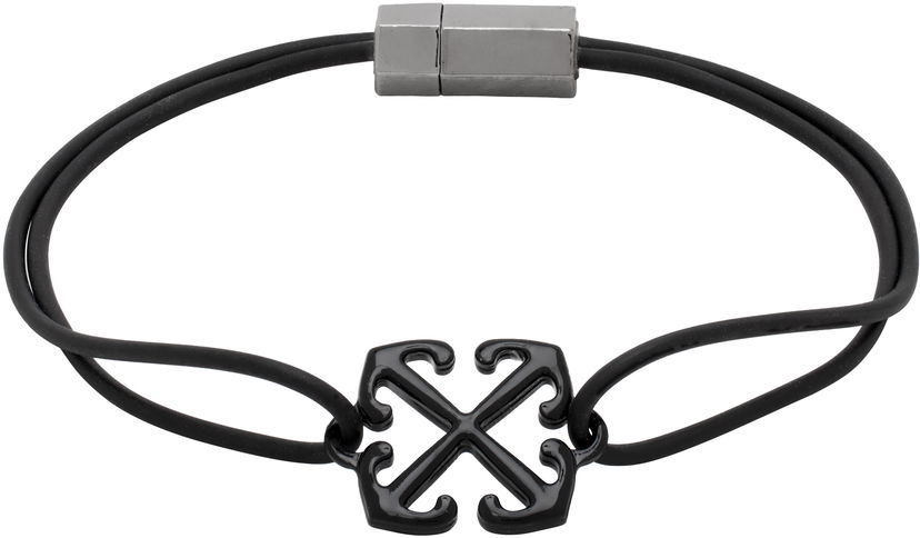 Narukvica Off-White Rubber Bracelet With Metal Clasp Crna | OMOA10AC99MET0011010