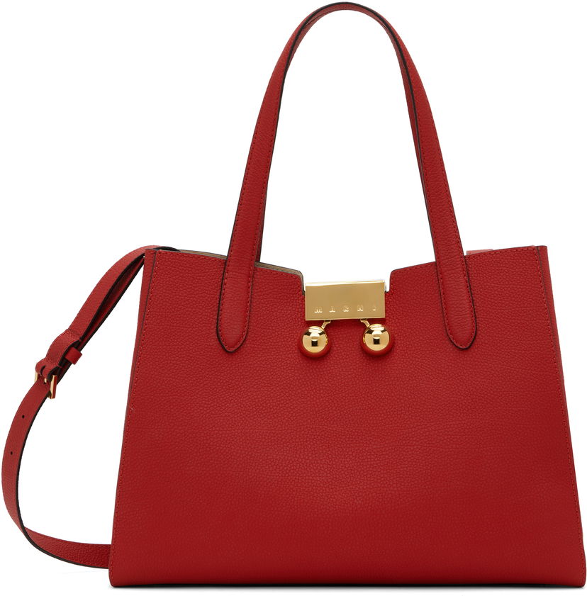 Ručna torbica Marni Marni Leather Trunkaroo Small Tote Crvena | BMMP0150U0 P8185