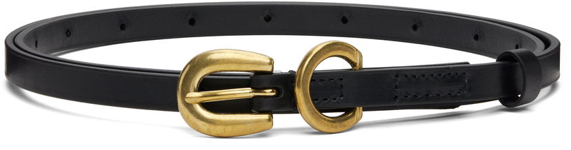 Pojasevi AURALEE AURALEE Narrow Leather Belt Crna | A25AB08RP