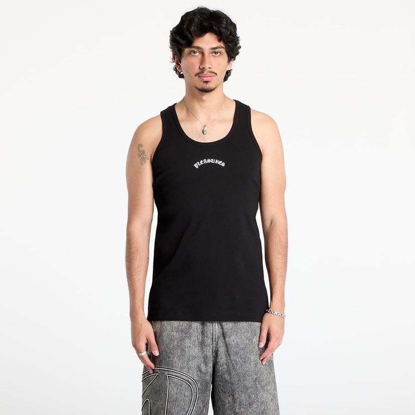 Majica bez rukava Pleasures Pleasures Standard Tank Top Crna | P25SU041 BLACK_WHITE