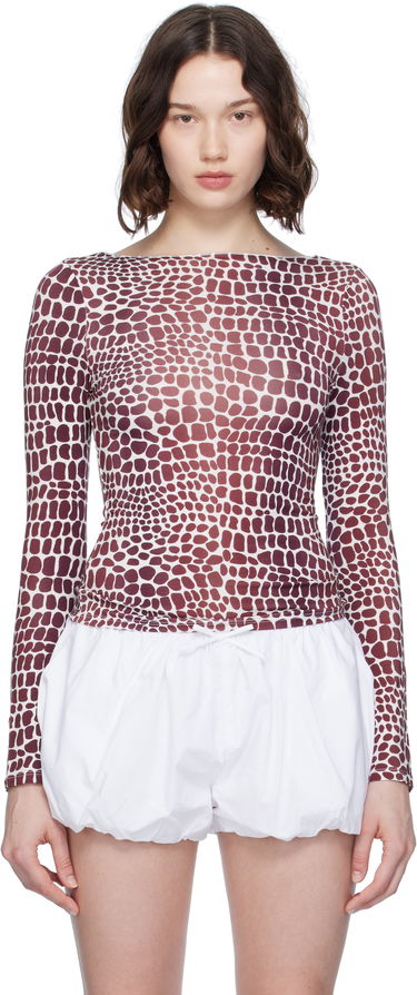 Majica kratkih rukava Miaou Miaou Amelia Print T-Shirt Tamnocrvena | 7183TJBLIZ, 0
