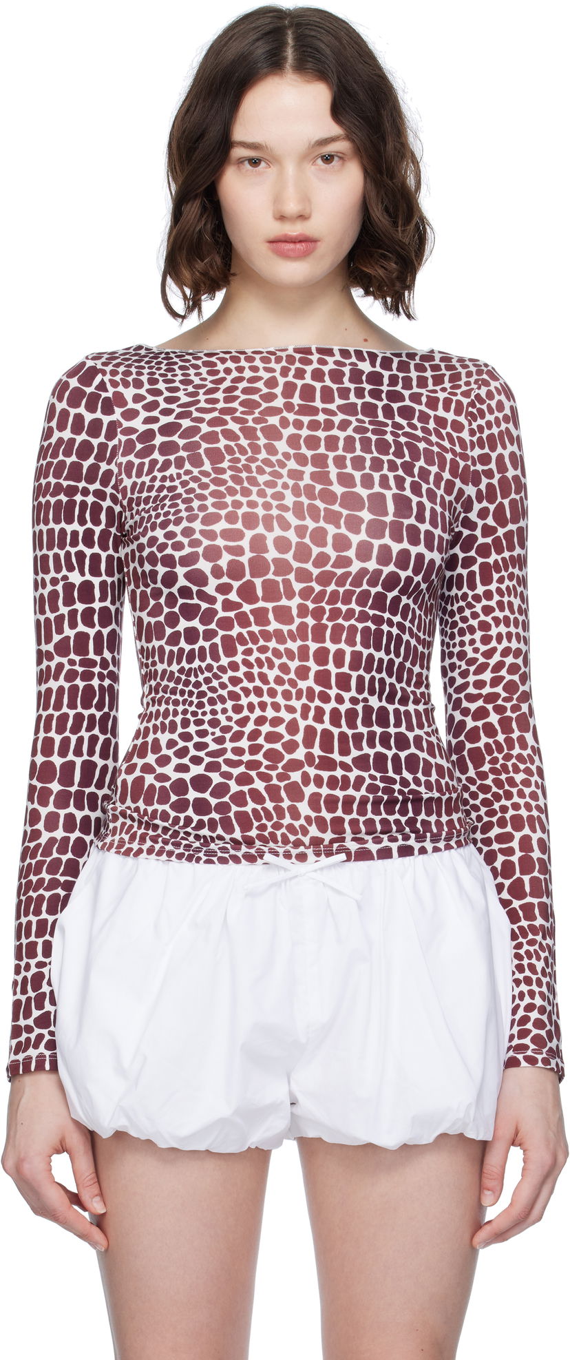 Majica kratkih rukava Miaou Miaou Amelia Print T-Shirt Tamnocrvena | 7183TJBLIZ