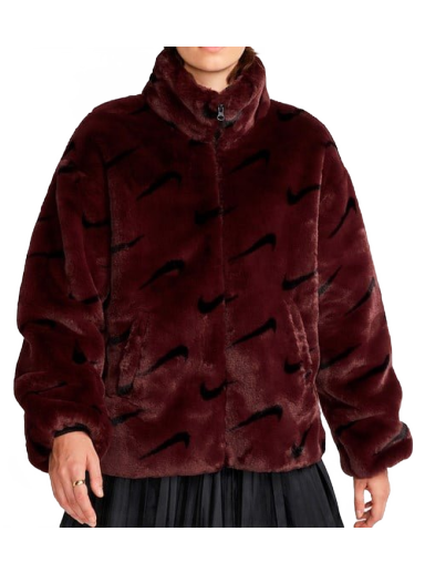 Jakna Nike Plush Jacket Tamnocrvena | DQ6842-652