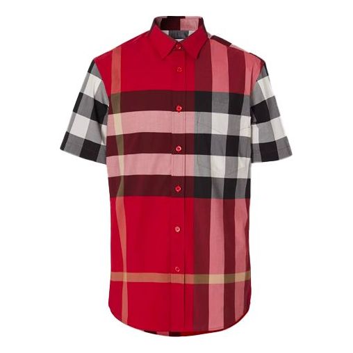 Košulja Burberry Burberry SS21 Plaid Button-Down Short Sleeve Shirt Crvena | 80208561