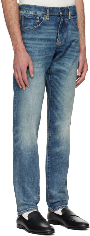 Jeans BOSS BECKHAM x BOSS Slim-Fit Vintage-Wash Jeans Plava | 50549119, 2