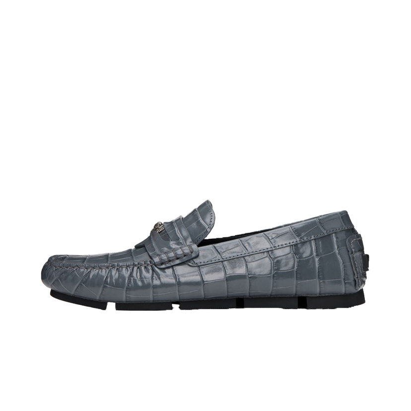 Tenisice i cipele Versace Gray Medusa Croc-Effect Driver Loafers Siva | 1013960_1A09881