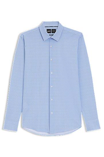 Košulja BOSS Slim Fit Performance-Stretch Printed Jersey Shirt Plava | 50550038