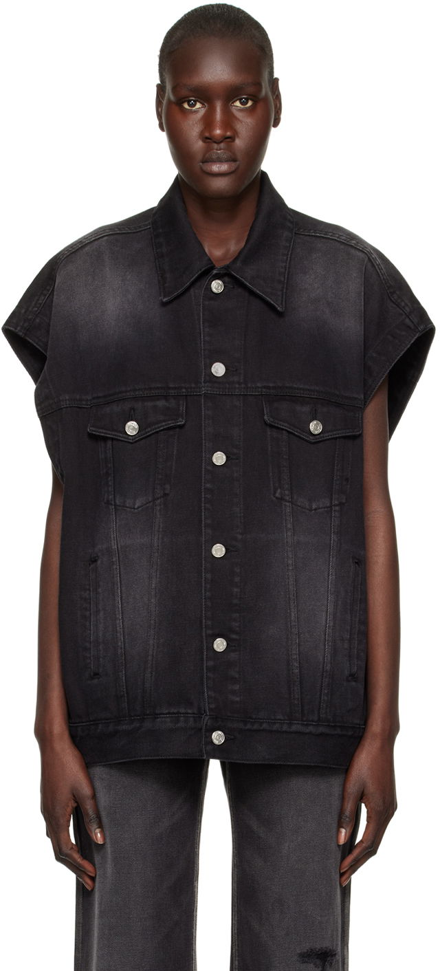 Prsluk We11done We11done Horror Movie Sleeveless Denim Jacket Crna | WD-DV3-22-384-U-BK