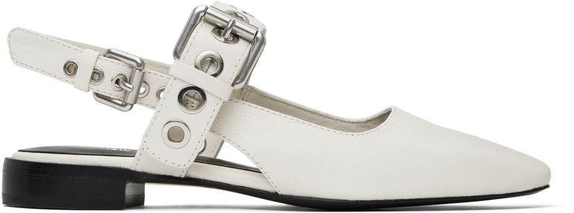 Njega cipela rag & bone Rag & Bone Moto Astra Leather Slingback Slippers Bijela | WFF25SF1013LE13