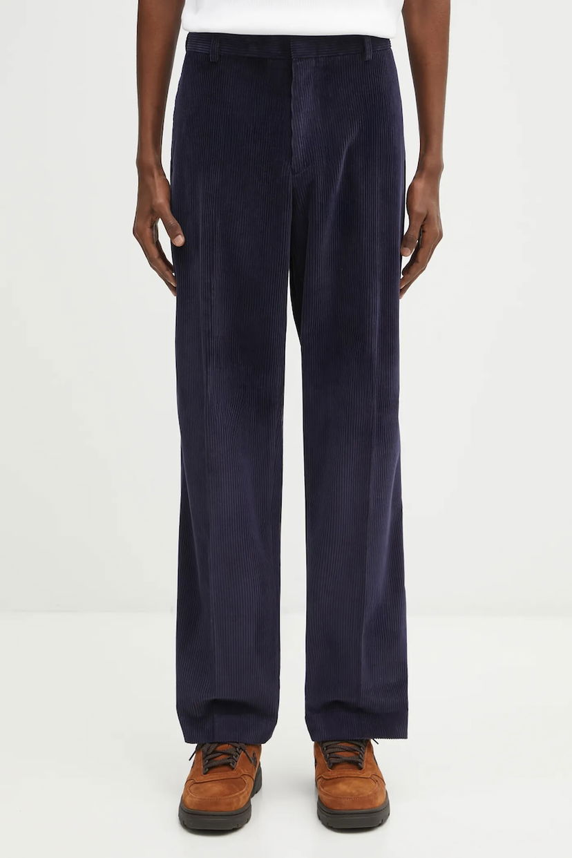 Hlače Paul Smith Paul Smith Wide-Leg Corduroy Trousers Tamnoplava | M1R.410Z.T02792
