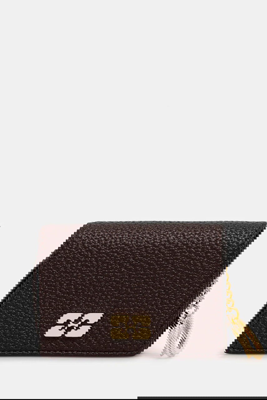 Novčanik GANNI Grained Flap Card Holder with Keychain Smeđa | A7279, 0