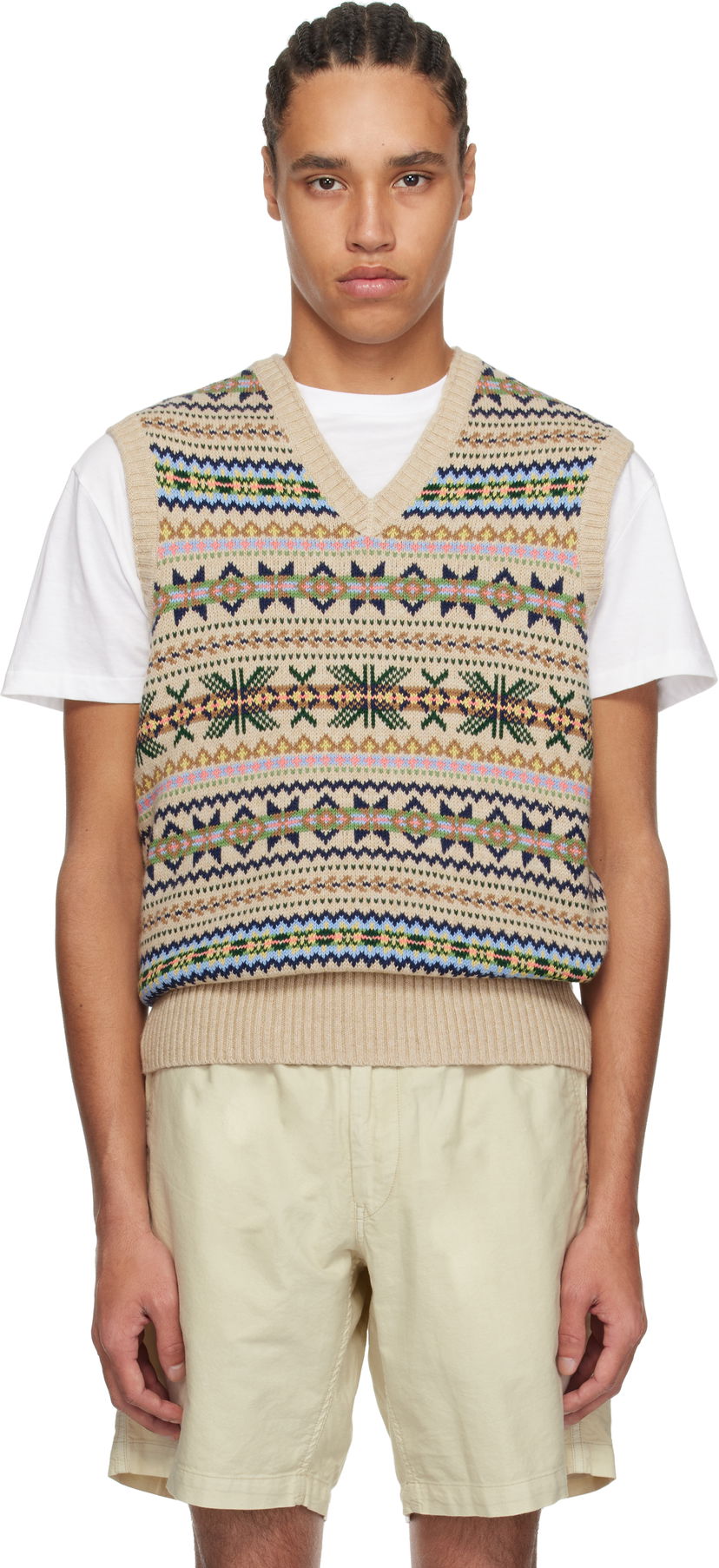 Džemper Polo by Ralph Lauren Polo Ralph Lauren Fair Isle Cotton-Cashmere Vest Bež | 710961781001