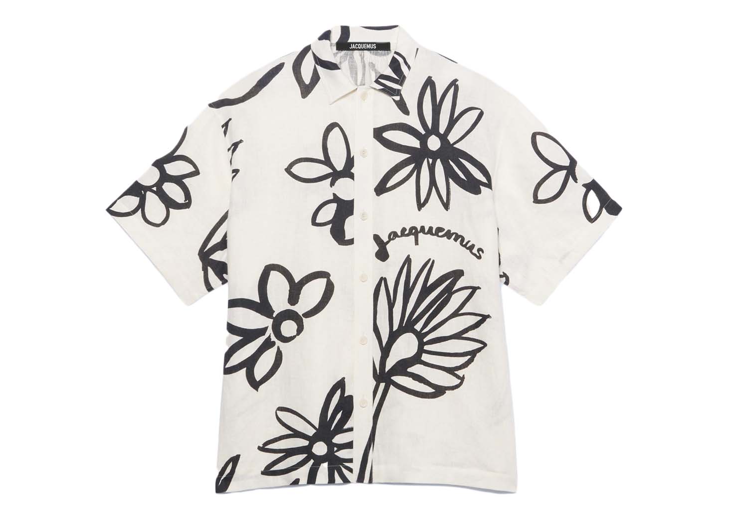 Košulja Jacquemus La Chemise Moisson Flower Sketch Short Print Bijela | 215SH009-1050 1BI, 0