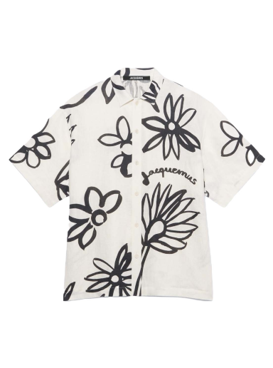 Košulja Jacquemus La Chemise Moisson Flower Sketch Short Print Bijela | 215SH009-1050 1BI
