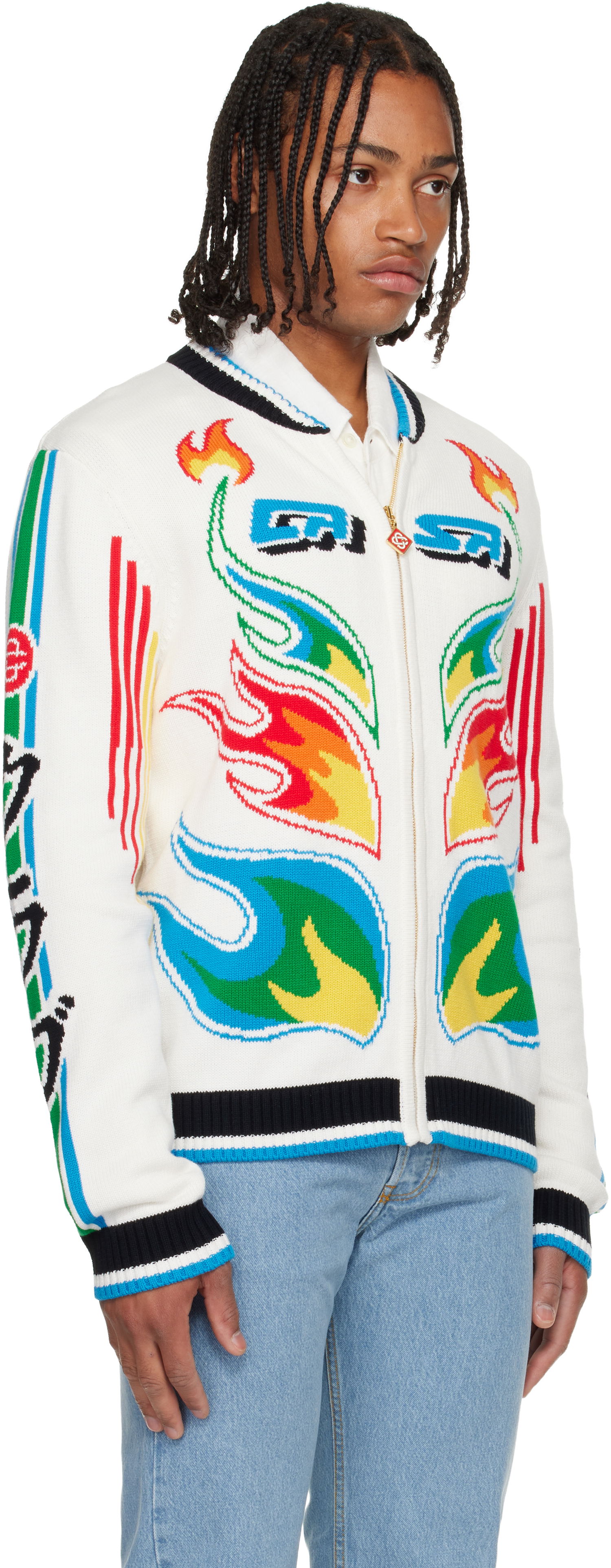 Bomber jakna Casablanca Flame Laurel Cotton Knit Casa Club Jacket Višebojno | M-AW25-KW-1100-01, 1