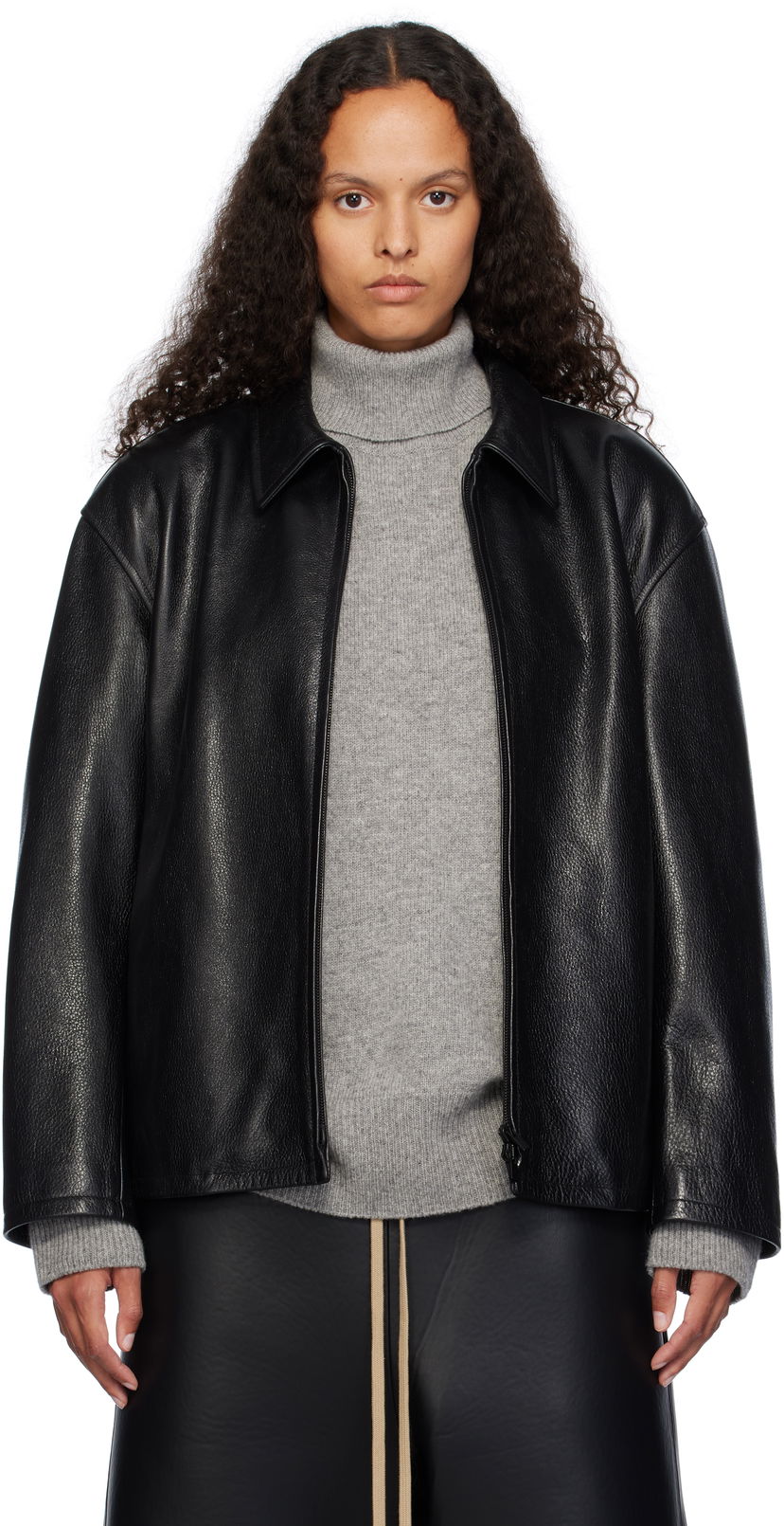 Jakna Fear of God Fear of God Rider Leather Jacket Crna | FG830-063LTH