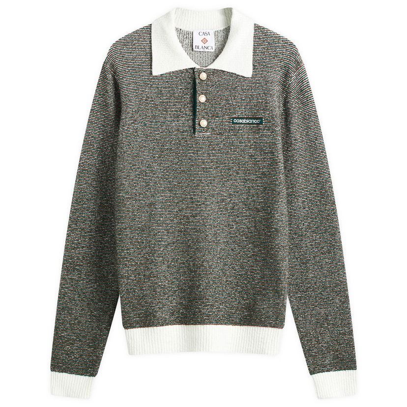 Džemper Casablanca Casablanca Boucle Stripe Polo Zelena | MS25-KW-894-01