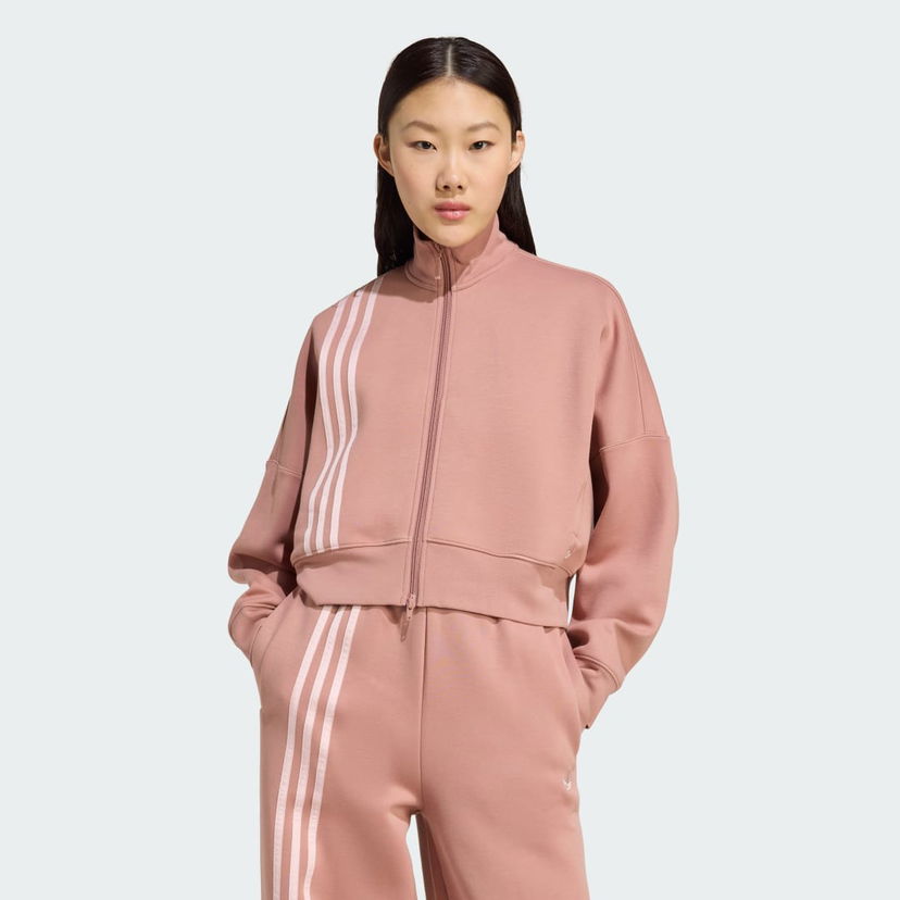Dukserice adidas Performance 3-Stripes Zip-Up Cropped Sweatshirt Ružičasta | JW3609