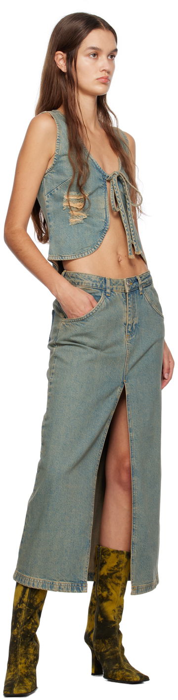 Suknja Miaou Miaou Rowan Denim Maxi Skirt Plava | 4034SD4GAD, 3