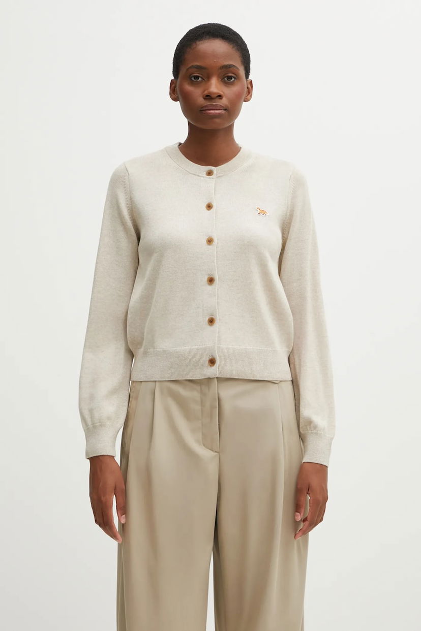 Džemper MAISON KITSUNÉ Baby Fox Merino Regular Cardigan Bež | PW00502KT1181