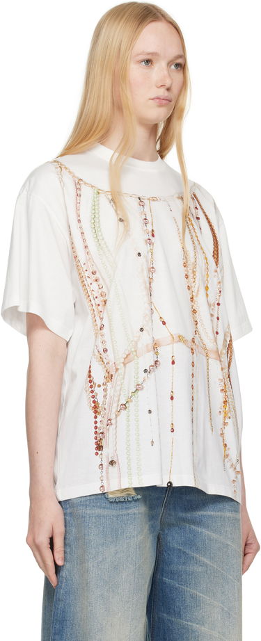 Majica kratkih rukava Maison Margiela MM6 Maison Margiela Jersey T-Shirt with Beaded Graphic Bijela | S62GD0201 M20113, 1