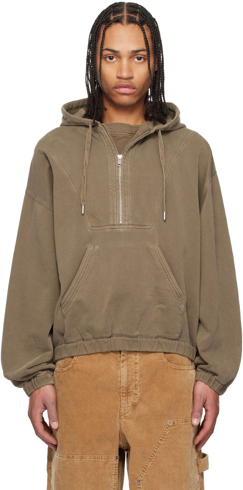 Dukserice ISABEL MARANT Isabel Marant Yanis Quarter-Zip Hoodie Zelena | 25PSW0155HA-C1G05H