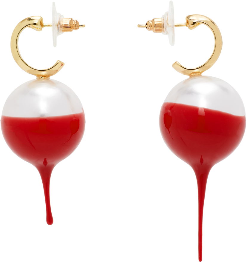 Naušnice Ottolinger Ottolinger Dipped Pearl Drop Earrings Crvena | 125-902625-02