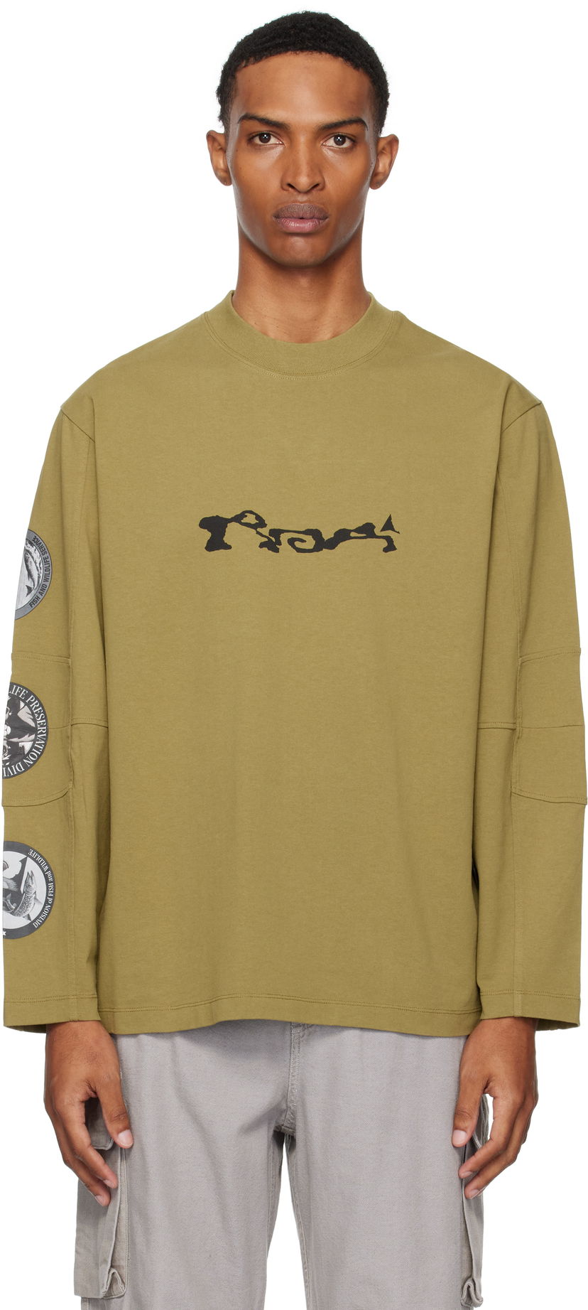 Majica kratkih rukava ROA ROA Division Long Sleeve T-Shirt Zelena | RBMW0434JY39