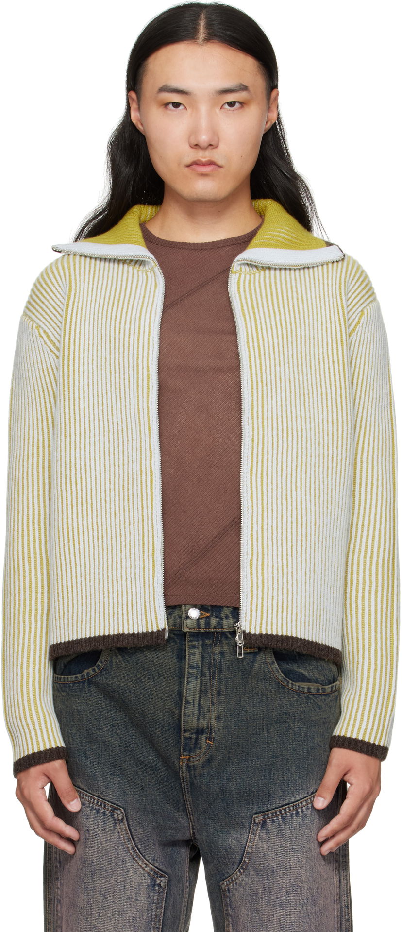 Džemper Eckhaus Latta Eckhaus Latta Huddle Zip Sweater Žuta | 8267-EL-PF25-C