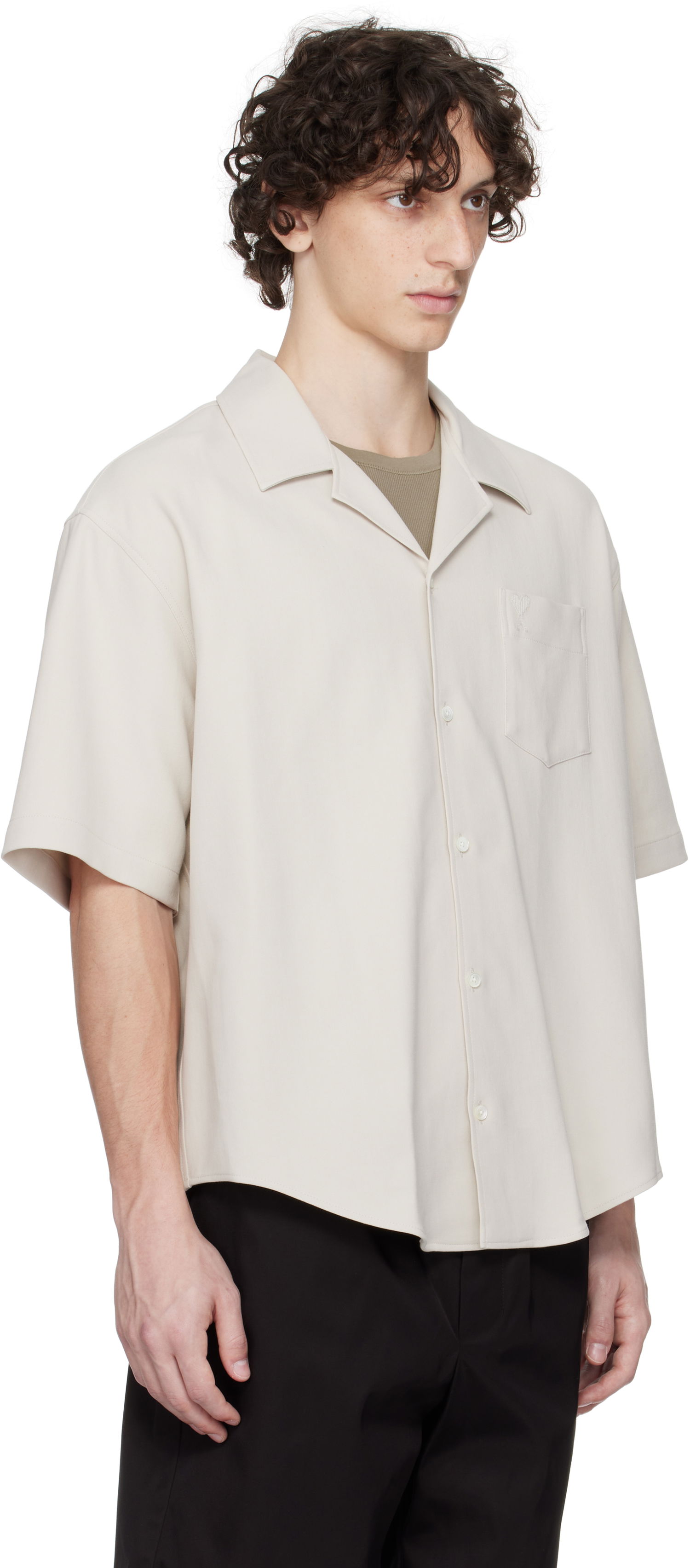Košulja AMI AMI Paris Camp Collar Shirt Bež | HSH219.CO0106, 1