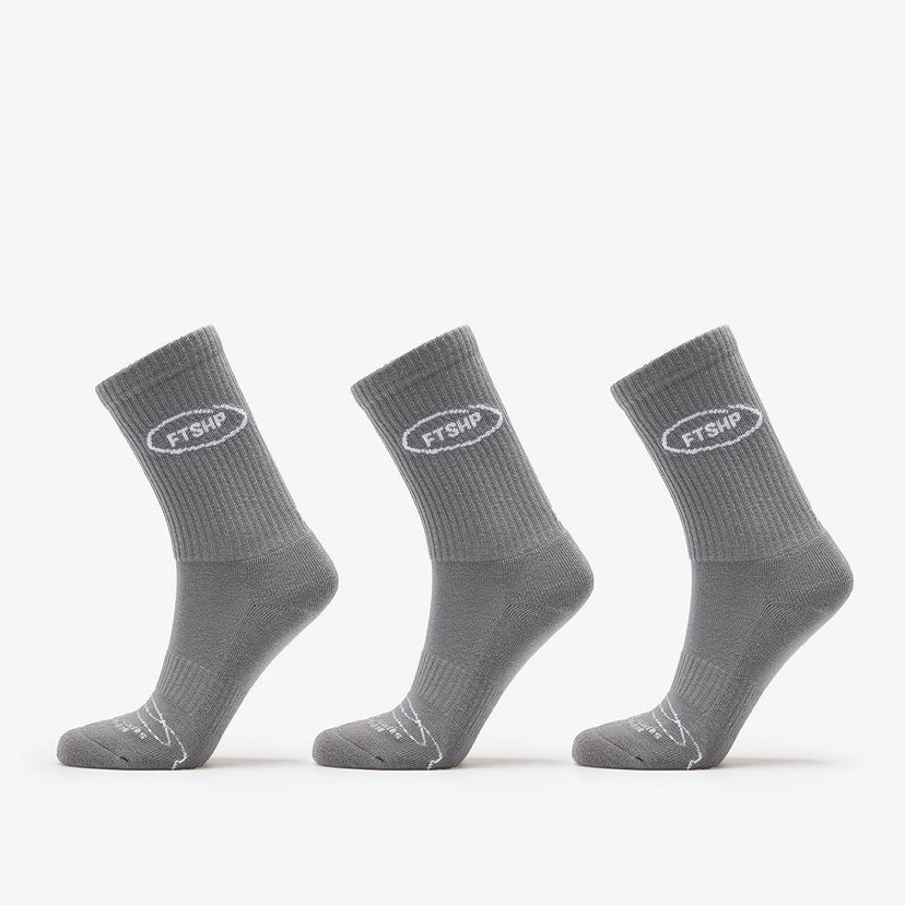 Čarape Footshop Basic Crew Socks 3-Pack Grey Siva | FTSHP_359