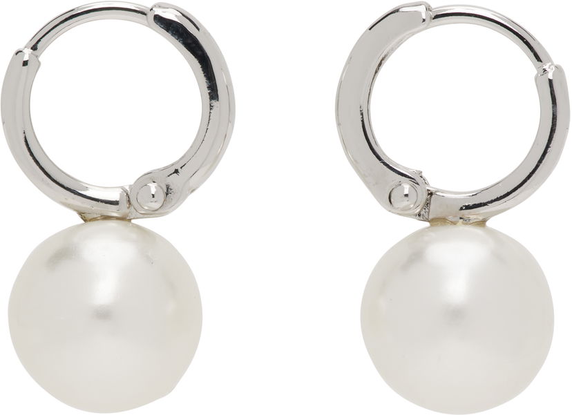 Naušnice Simone Rocha Simone Rocha Small Pearl Hoop Earrings Bijela | ERG84 0904