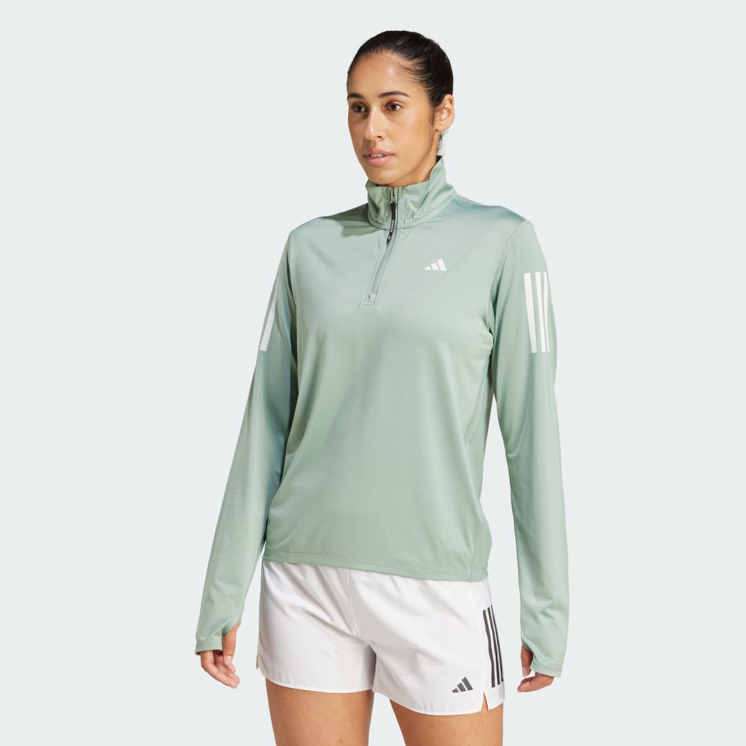 Dukserice adidas Performance Own the Run Half-Zip Running Top Zelena | JC7187, 0